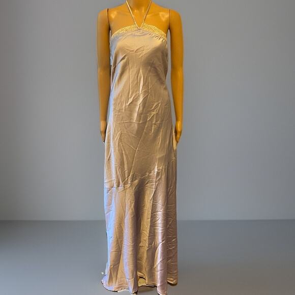 Y2K Forever 21 Dress Slip Satin Light Purple Maxi Halter Tie Neck Women XL - Picture 1 of 11